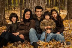 Outdoor Family Portrait of two parents and three young children